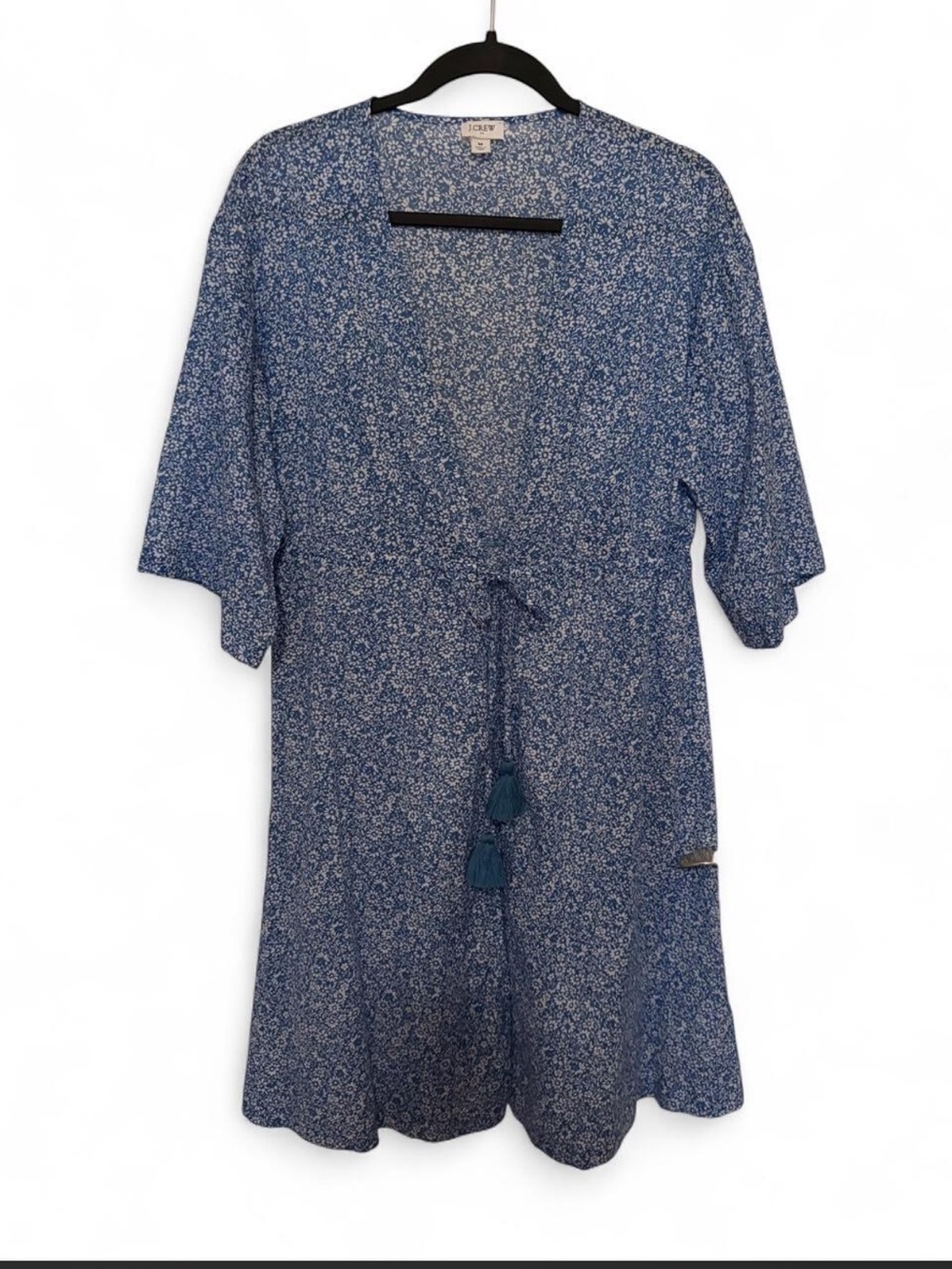 Blue Floral Tie-Front Kimono/Cover-Up/ Robe